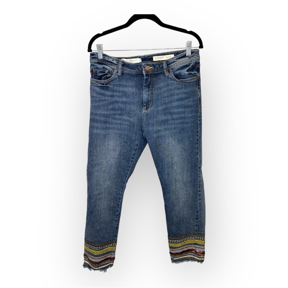 Pilcro Anthropologie Boho Embroidered Cropped Jeans – Size 29